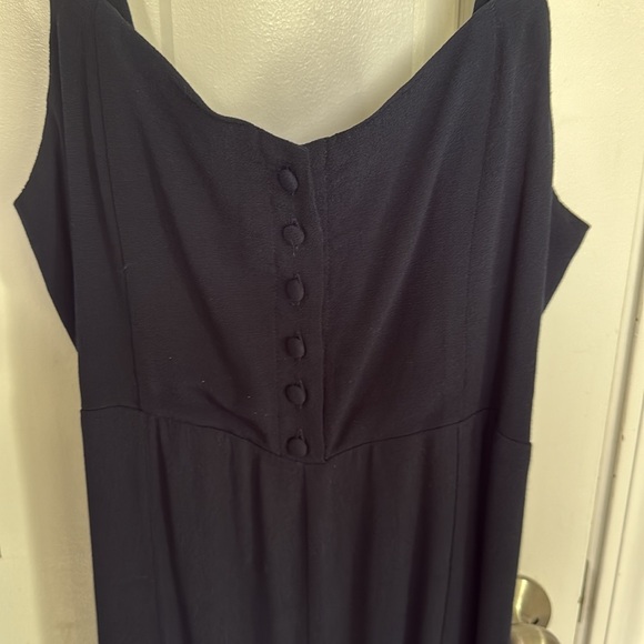 Madewell Navy Cropped Wide Leg Smocked Back Jumpsuit - Picture 3 of 9